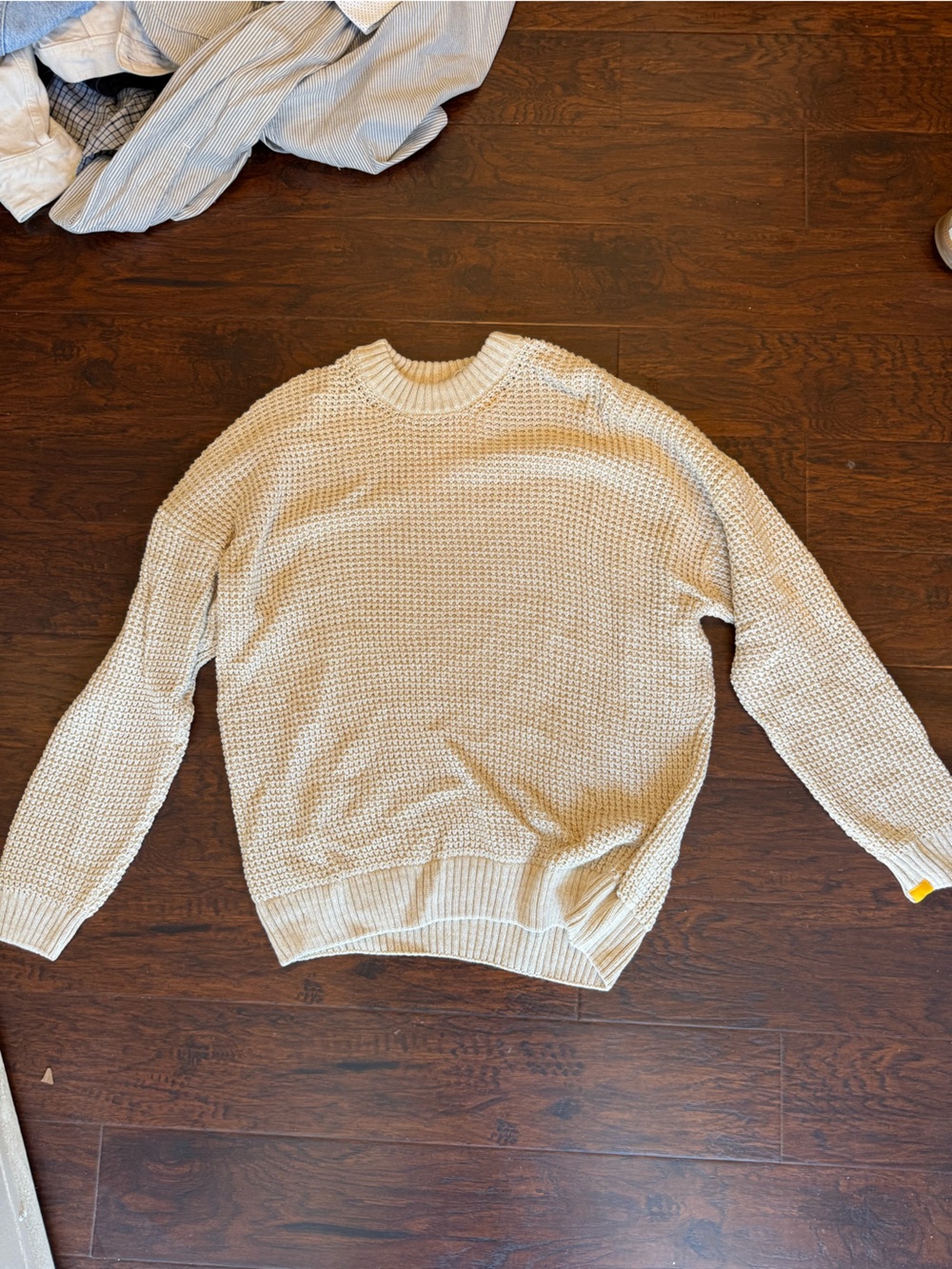 Cream Knit Men's Sweater - Classic Crewneck